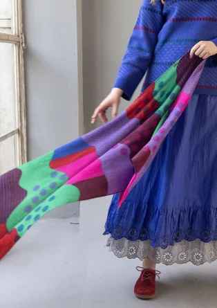 Vävd sjal "Kaan" i ull - aubergine