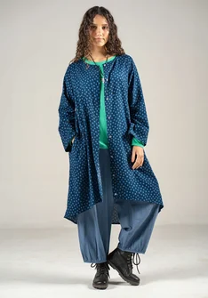 Vävd klänning "Olivia" i ekologisk bomull - bläck/mönstrad