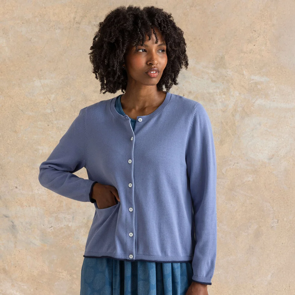 Kofta "Esme" i ekologisk/återvunnen bomull - gammelblå