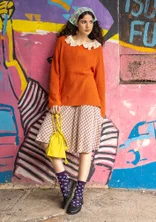 Tröja "Pauline" i ekologisk/ återvunnen bomull - bränd orange