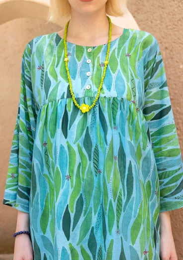 Vävd klänning "Marie" i ekologisk bomull/siden - cikada/mönstrad