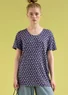 Kortärmad top "Billie" i ekologisk bomull/modal (mörk indigo/mönstrad XS)