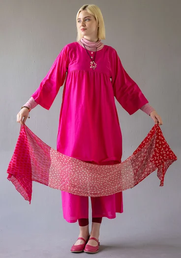 Vävd klänning "Marie" i ekologisk bomull/siden - mörk pion