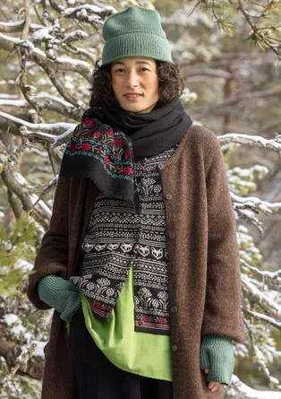 Kofta "Canwood" i ekologisk/återvunnen bomull - svart