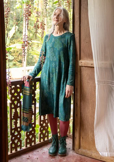 Trikåklänning "Isabella" i ekologisk bomull/modal - mörk jaspis