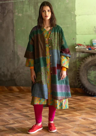 Vävd klänning "Shiva" i ekologisk bomull - grönpeppar