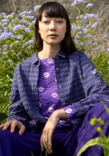 Vävd skjorta "Wavy" i ekologisk bomull - himmelsblå