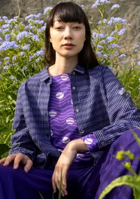 Vävd skjorta "Wavy" i ekologisk bomull - himmelsblå