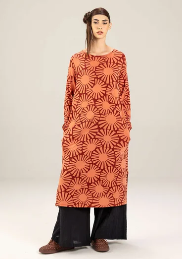 Mönstrad trikåklänning "Taiyoko" i lyocell/elastan - rooibos