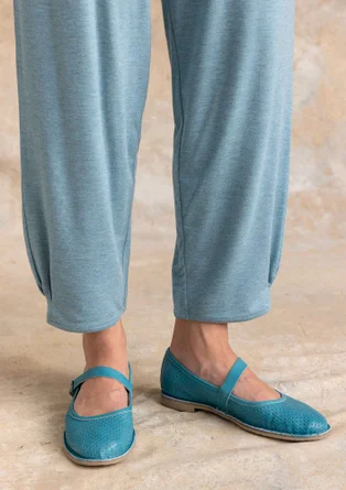 Trikåbyxa i viskos/elastan - gråblå/melange