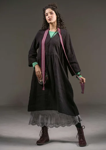 Vävd klänning "Bodil" i lin - svart