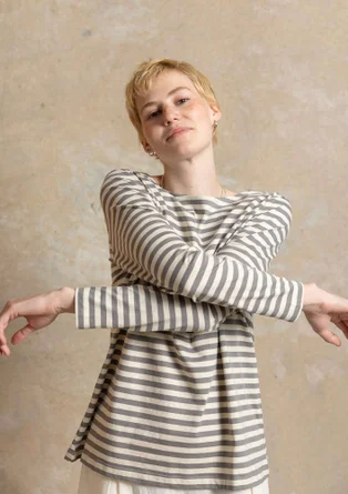 Basrandstop i ekologisk bomull - järngrå/fjäder