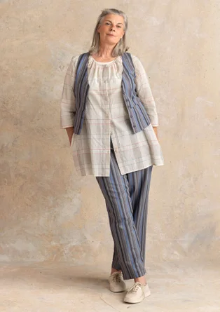 Vävd artistblus "Nora" i ekologisk bomull - natur