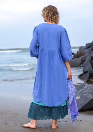 Vävd klänning i lin - blå lotus