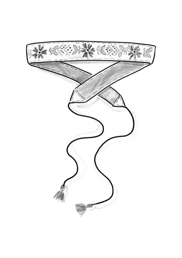 Mönstrat bälte "Cross" i eklogiskt bomull - halvblekt