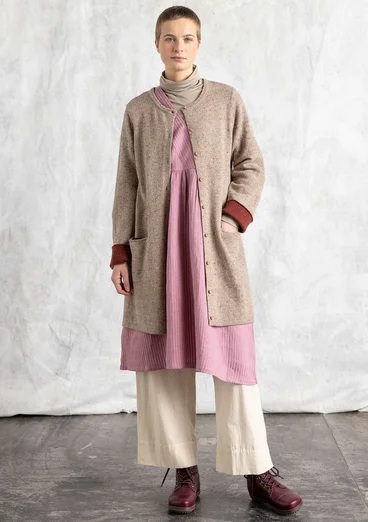 Långkofta i lammullsmix - mullvad/melange