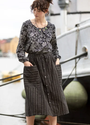 “Alba” woven skirt in organic cotton/hemp