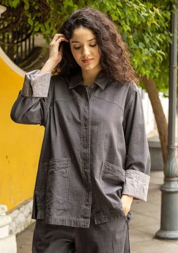 Vävd jacka "Ines" i ekologisk bomull - grafit