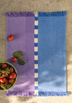 Bordstablett "Ira" i ekologisk bomull - havsblå