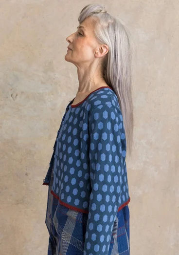 Kofta ”Vendela” i ekologisk/återvunnen bomull - stillahavsblå