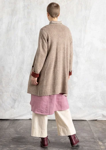 Långkofta i lammullsmix - mullvad/melange