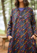 Vävd klänning "Shiva" i ekologisk bomull - svart