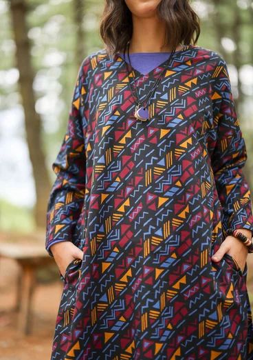 Vävd klänning "Shiva" i ekologisk bomull - svart