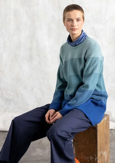 Stickad tunika "Siv" i återvunnen /ekologisk bomull - veronagrön