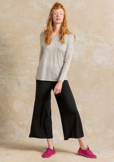 Trikåtop ”Bianca” i lyocell/elastan - svart/mönstrad