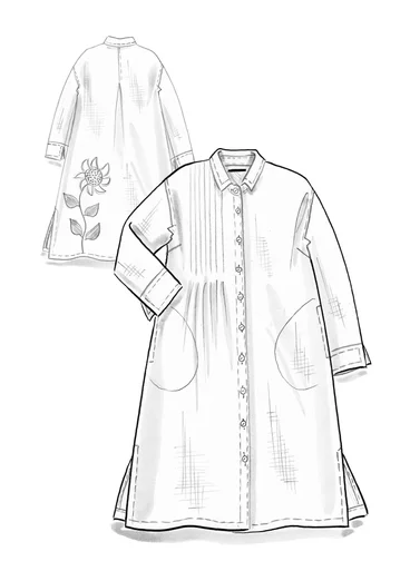 Enfärgad vävd klänning "Hinata" i ekologisk bomull/lin - pastellgul