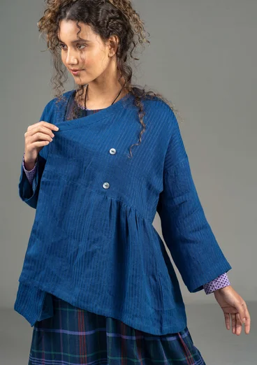 Vävd jacka "Bodil" i lin - indigoblå