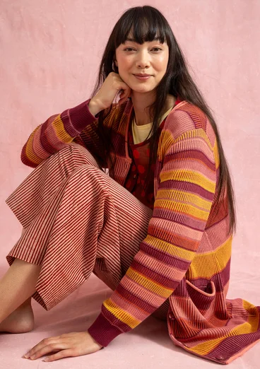 Långkofta "Andromeda" i ekologisk/återvunnen bomull - rabarber