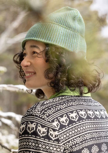 Mössa i lammull/ekologisk och återvunnen bomull - gräsgrön/veronagrön