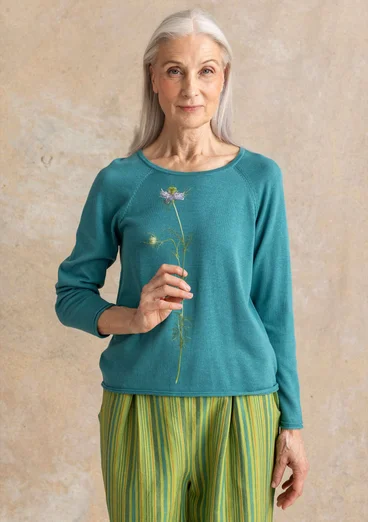 Tröja i ekologisk bomull/lyocell - teal