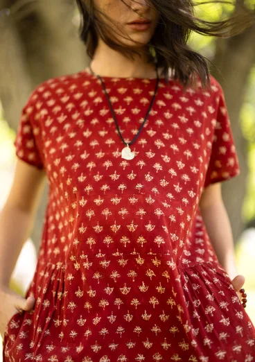 Vävd klänning ”Thistle” i ekologisk bomull - henna