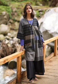 Vävd klänning "Hyderabad" i ekologisk bomull - lera