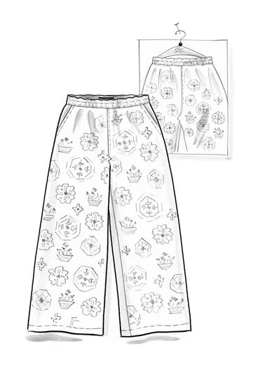 Mönstrade byxor "Poesi" i ekologisk bomull - svart