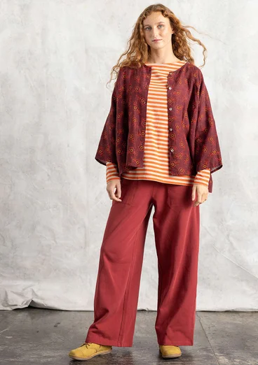 Basrandstop i ekologisk bomull - nypon/mörk natur