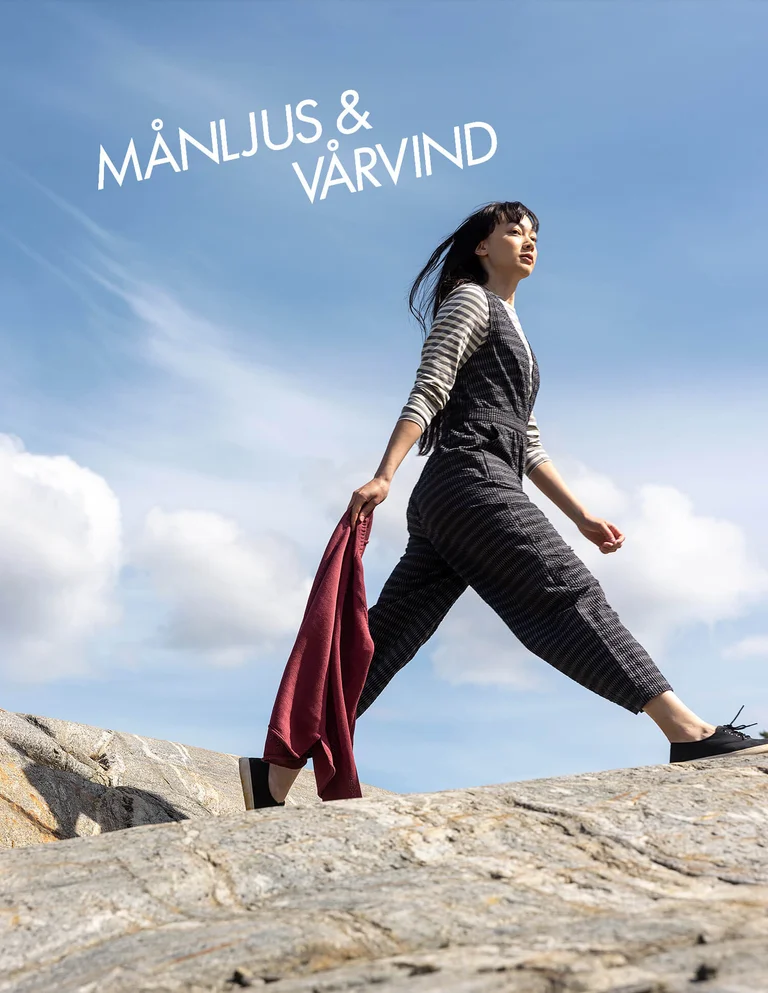 A woman wearing a jumpsuit from Gudrun Sjödén. 