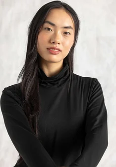 Trikåpolo i lyocell/elastan - svart