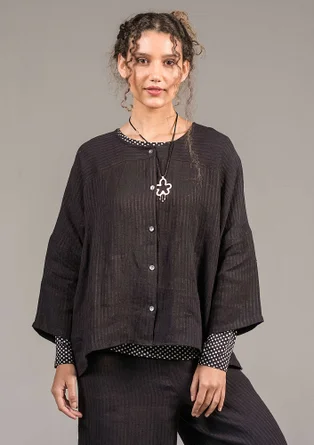 Vävd blus "Bodil" i lin - svart