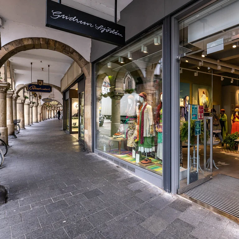 Outside Gudrun Sjödén’s store in Münster.