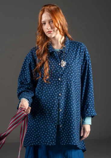 Vävd skjorta "Olivia" i ekologisk bomull - bläck/mönstrad