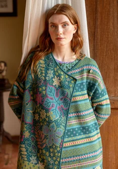 Omlottkofta "Augusta" i ullmix - påfågelgrön