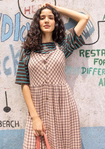 Vävd ärmlös klänning "Juliette" i viskos - ljus persika