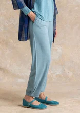 Trikåbyxa i viskos/elastan - gråblå/melange