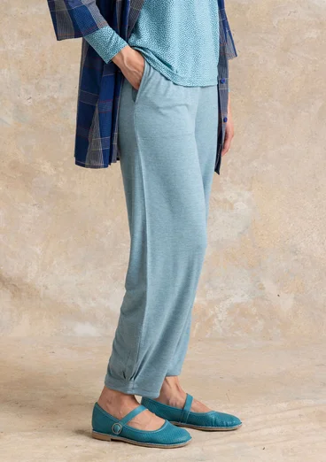 Trikåbyxa i viskos/elastan - gråblå/melange