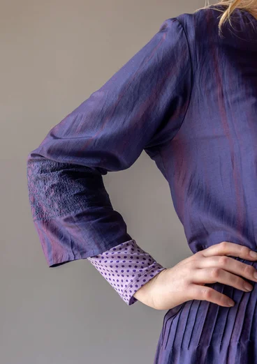 Vävd klänning "Melody" i ekologisk bomull/siden - midnattsblå