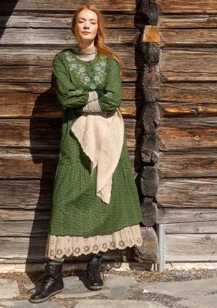 Stickad sjal "Forgetmenot" i alpackamix - kalksten/melange