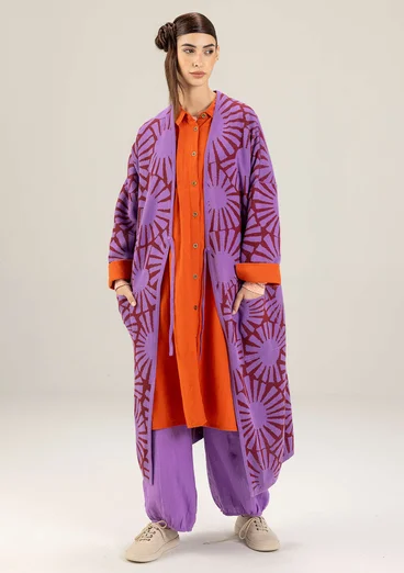 Enfärgad vävd klänning "Hinata" i ekologisk bomull/lin - grapefrukt